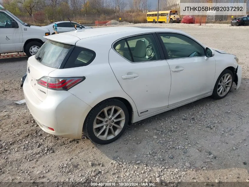 2011 Lexus Ct 200H Premium VIN: JTHKD5BH9B2037292 Lot: 40730516