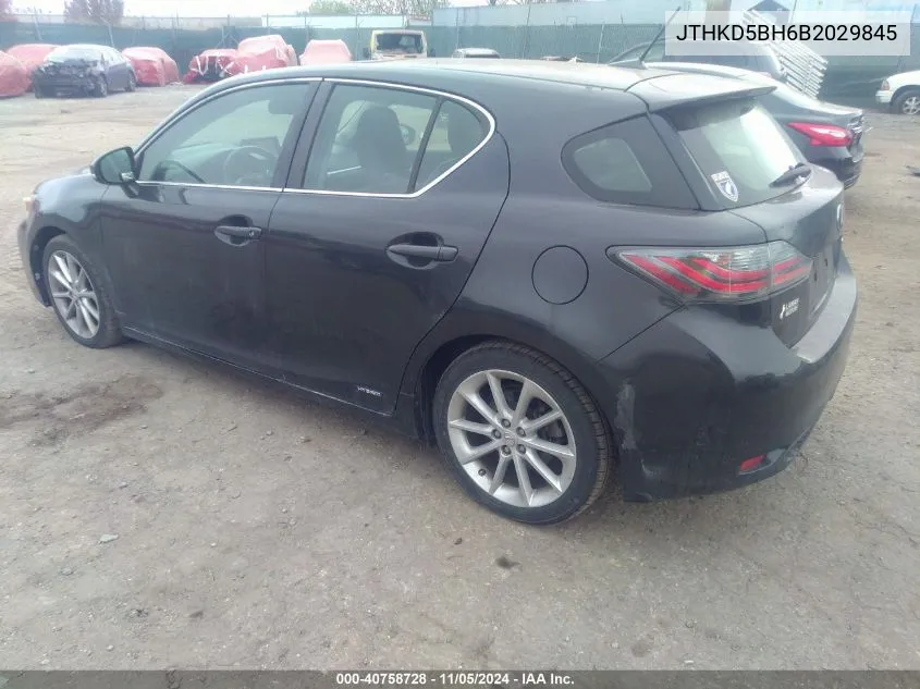 2011 Lexus Ct 200H Premium VIN: JTHKD5BH6B2029845 Lot: 40758728