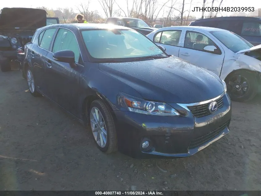 2011 Lexus Ct 200H Premium VIN: JTHKD5BH4B2039953 Lot: 40807740