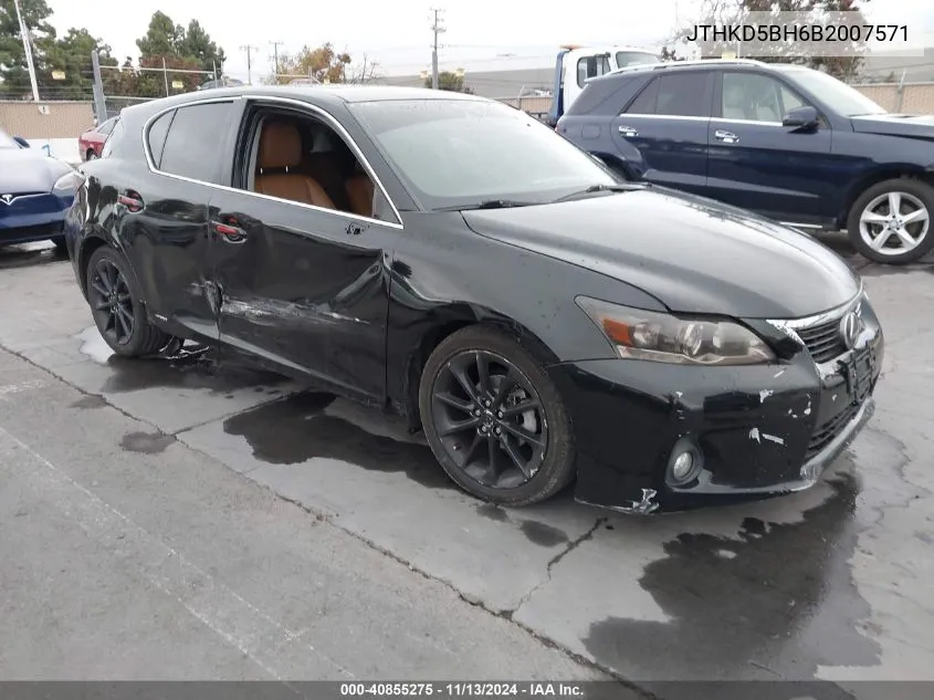 2011 Lexus Ct 200H Premium VIN: JTHKD5BH6B2007571 Lot: 40855275