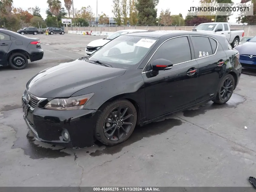 2011 Lexus Ct 200H Premium VIN: JTHKD5BH6B2007571 Lot: 40855275