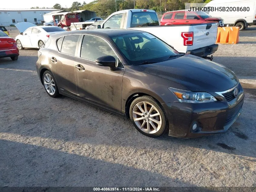 2011 Lexus Ct 200H Premium VIN: JTHKD5BH5B2008680 Lot: 40863974