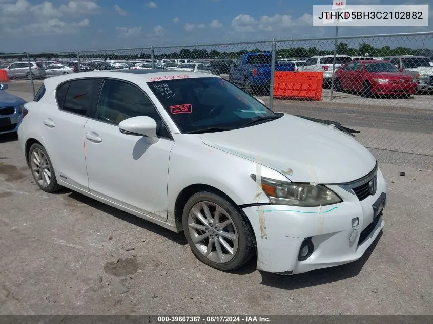 2012 Lexus Ct 200H Premium VIN: JTHKD5BH3C2102882 Lot: 39667367