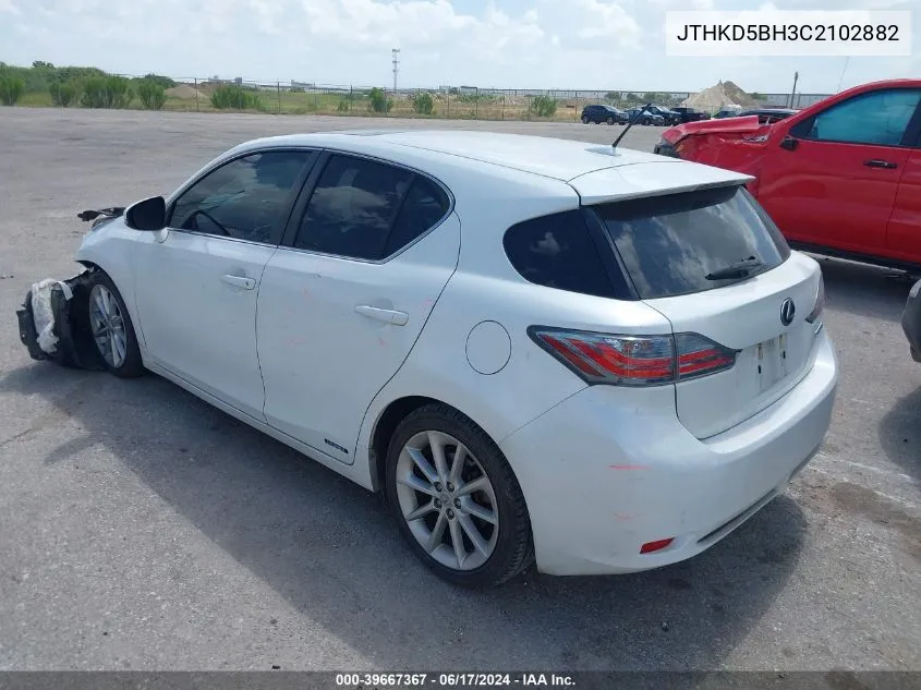 2012 Lexus Ct 200H Premium VIN: JTHKD5BH3C2102882 Lot: 39667367