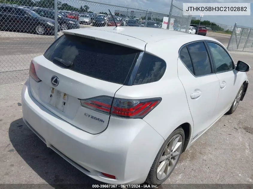 2012 Lexus Ct 200H Premium VIN: JTHKD5BH3C2102882 Lot: 39667367