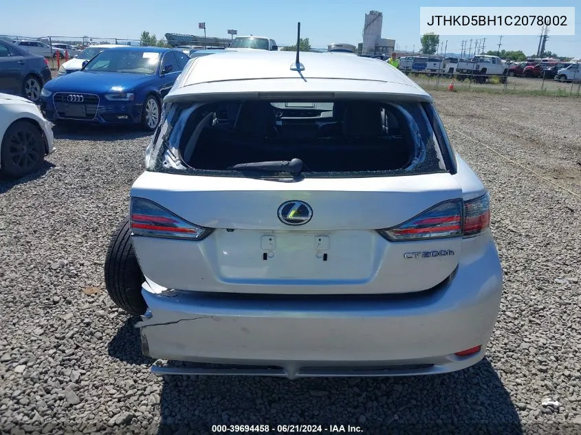 2012 Lexus Ct 200H Premium VIN: JTHKD5BH1C2078002 Lot: 39694458