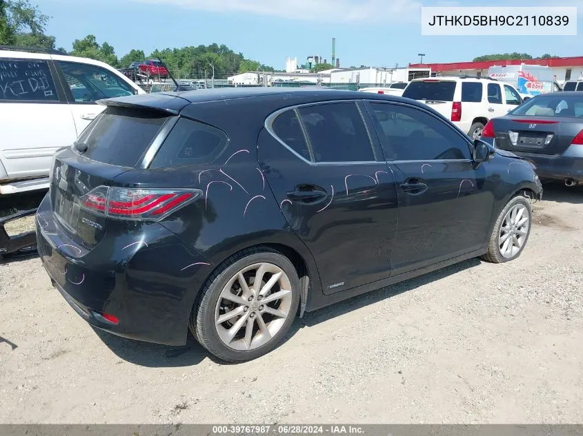 JTHKD5BH9C2110839 2012 Lexus Ct 200H Premium