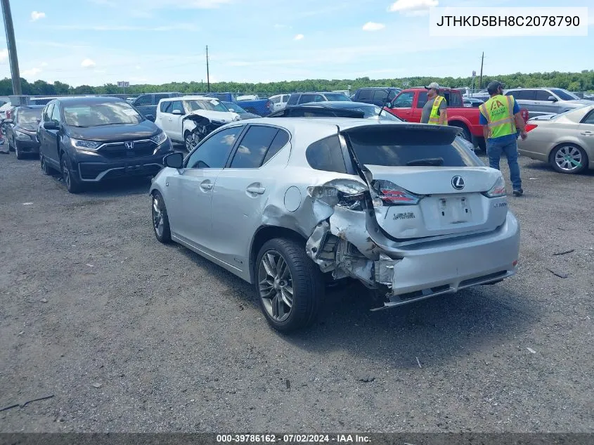 2012 Lexus Ct 200H Premium VIN: JTHKD5BH8C2078790 Lot: 39786162