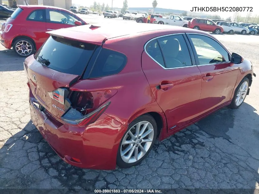 2012 Lexus Ct 200H Premium VIN: JTHKD5BH5C2080772 Lot: 39801883