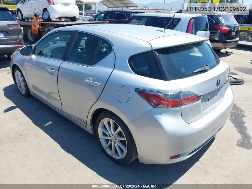 2012 Lexus Ct 200H Premium VIN: JTHKD5BH7C2109592 Lot: 39986890