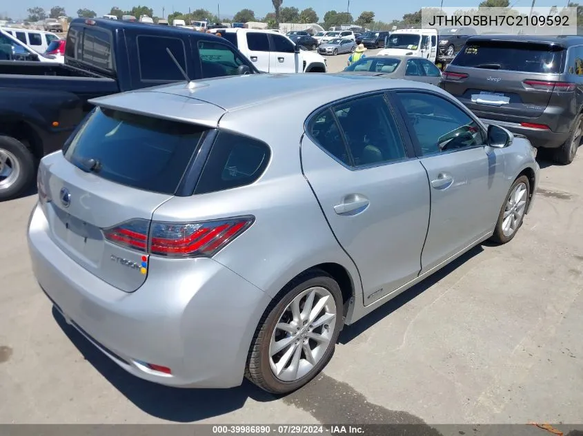 2012 Lexus Ct 200H Premium VIN: JTHKD5BH7C2109592 Lot: 39986890