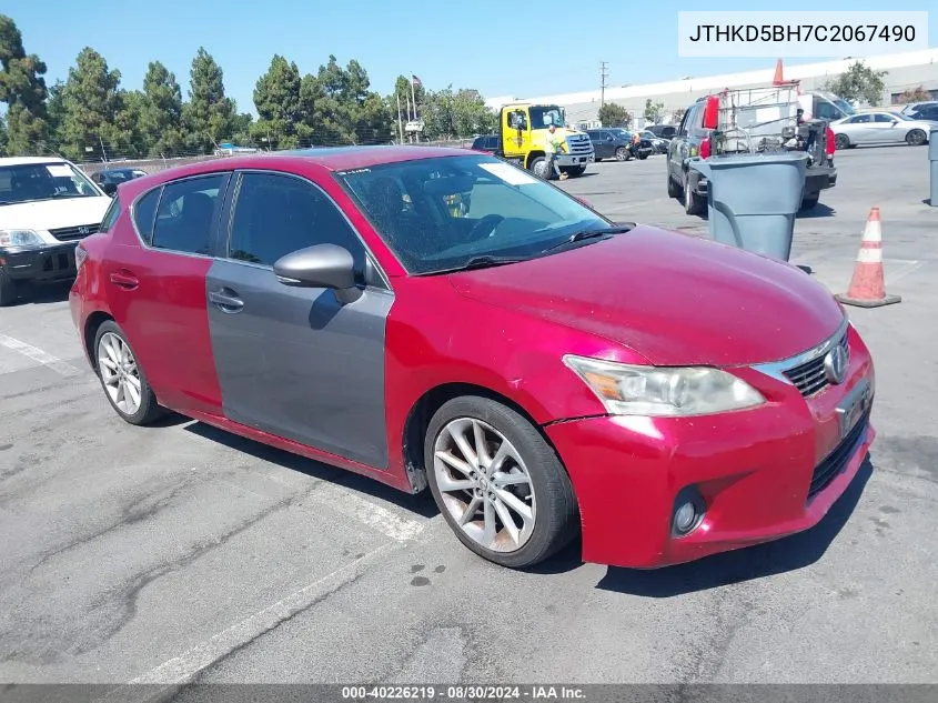 2012 Lexus Ct 200H Premium VIN: JTHKD5BH7C2067490 Lot: 40226219