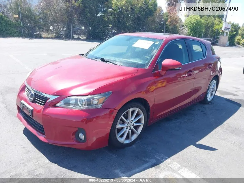 2012 Lexus Ct 200H Premium VIN: JTHKD5BH7C2067490 Lot: 40226219