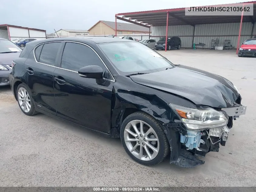 2012 Lexus Ct 200H Premium VIN: JTHKD5BH5C2103662 Lot: 40236309