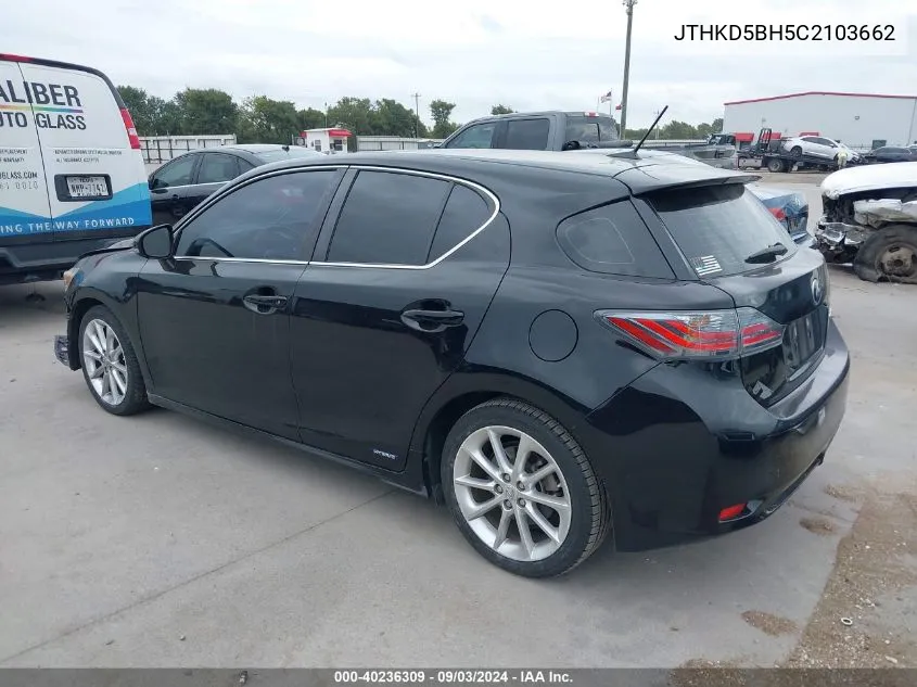 2012 Lexus Ct 200H Premium VIN: JTHKD5BH5C2103662 Lot: 40236309