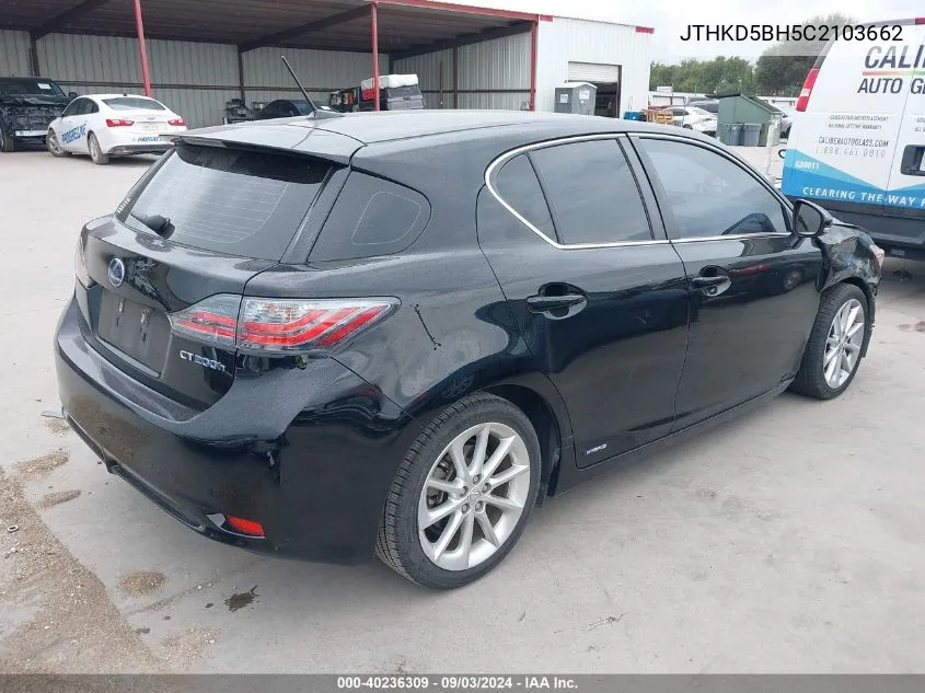 2012 Lexus Ct 200H Premium VIN: JTHKD5BH5C2103662 Lot: 40236309