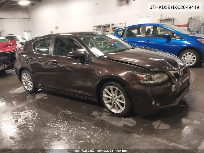 2012 Lexus Ct 200H Premium VIN: JTHKD5BHXC2049419 Lot: 40282252