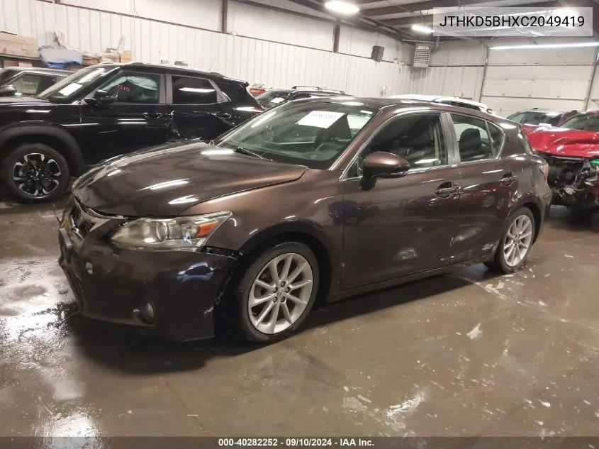 2012 Lexus Ct 200H Premium VIN: JTHKD5BHXC2049419 Lot: 40282252