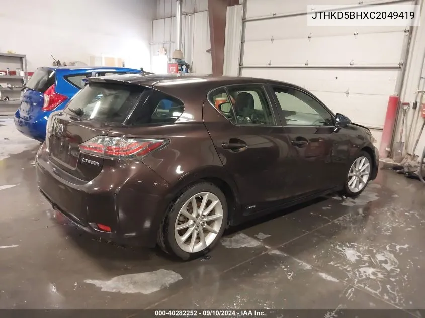 2012 Lexus Ct 200H Premium VIN: JTHKD5BHXC2049419 Lot: 40282252