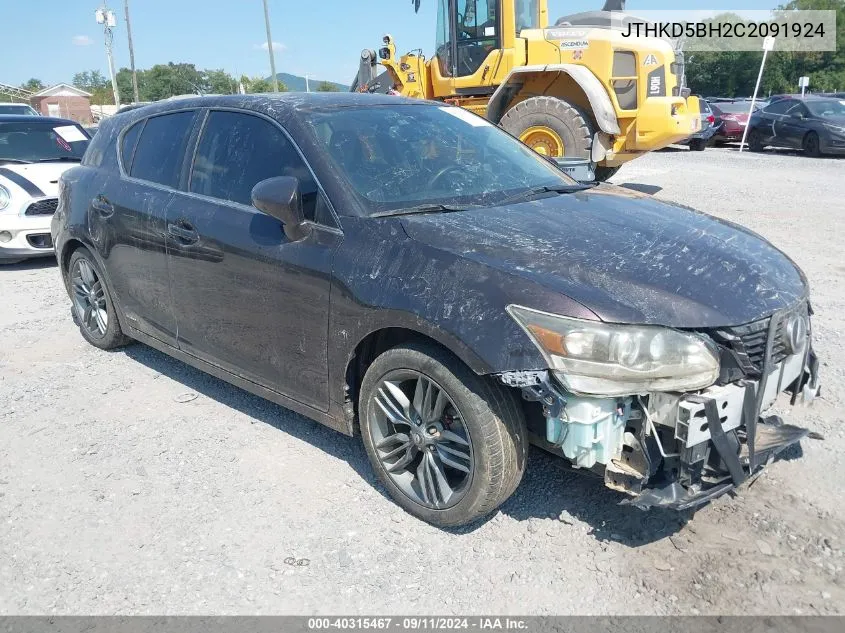 2012 Lexus Ct 200H Premium VIN: JTHKD5BH2C2091924 Lot: 40315467