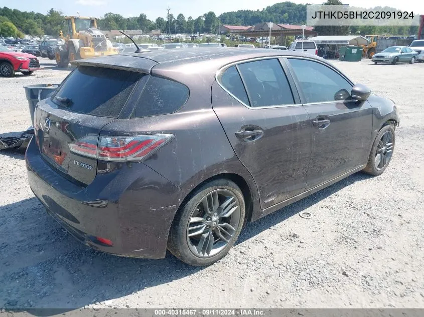 JTHKD5BH2C2091924 2012 Lexus Ct 200H Premium