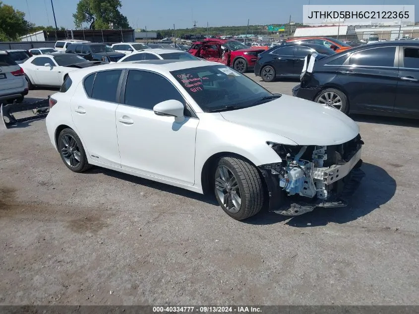 2012 Lexus Ct 200H Premium VIN: JTHKD5BH6C2122365 Lot: 40334777