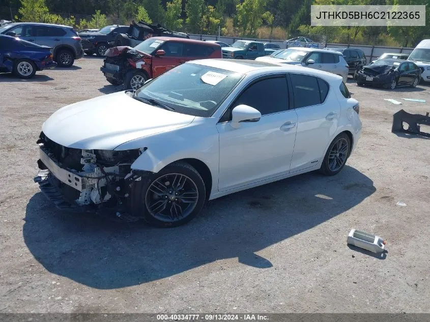 2012 Lexus Ct 200H Premium VIN: JTHKD5BH6C2122365 Lot: 40334777