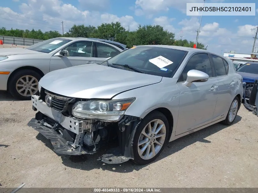 2012 Lexus Ct 200H Premium VIN: JTHKD5BH5C2102401 Lot: 40349333