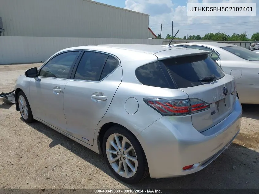 2012 Lexus Ct 200H Premium VIN: JTHKD5BH5C2102401 Lot: 40349333