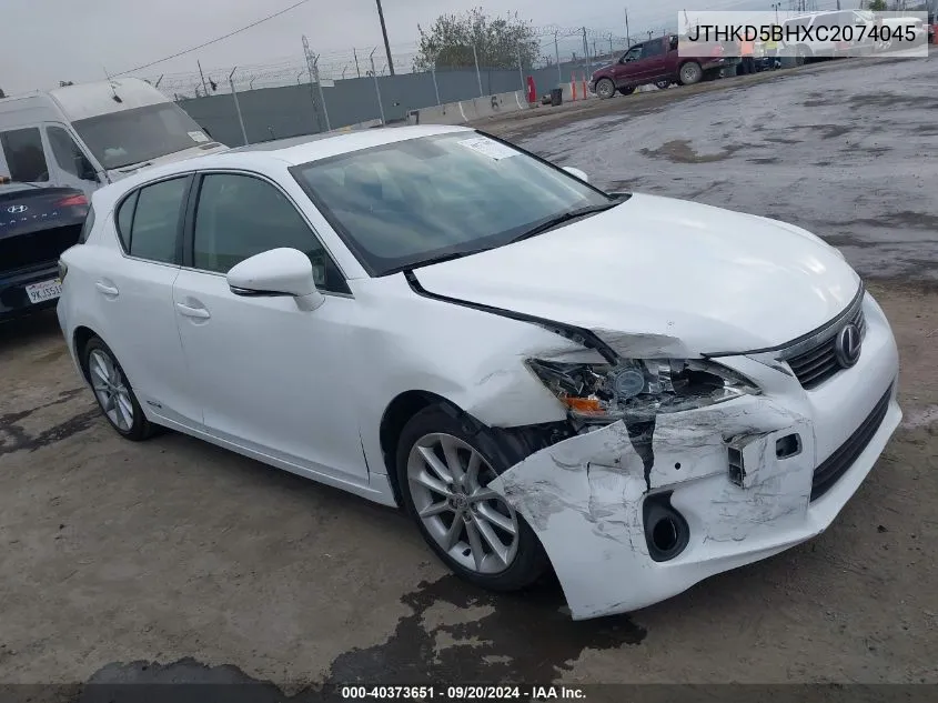 2012 Lexus Ct 200H Premium VIN: JTHKD5BHXC2074045 Lot: 40373651