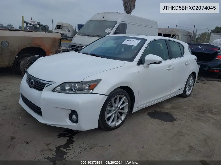 2012 Lexus Ct 200H Premium VIN: JTHKD5BHXC2074045 Lot: 40373651