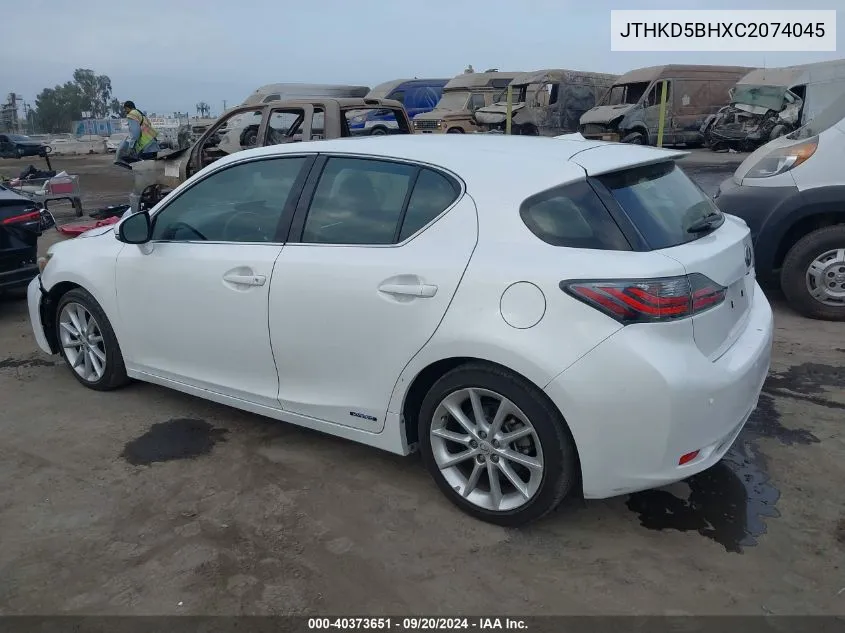 2012 Lexus Ct 200H Premium VIN: JTHKD5BHXC2074045 Lot: 40373651