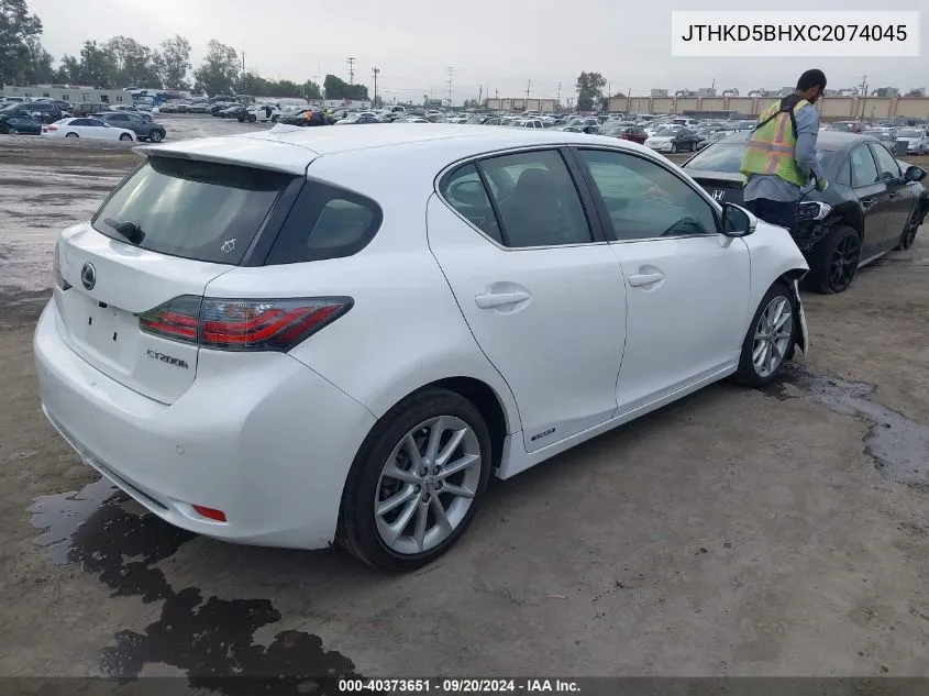 JTHKD5BHXC2074045 2012 Lexus Ct 200H Premium