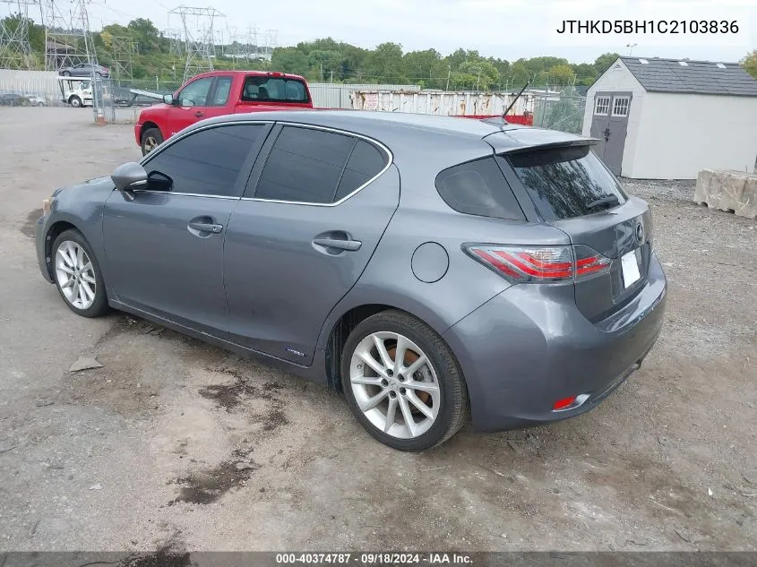 2012 Lexus Ct 200H Premium VIN: JTHKD5BH1C2103836 Lot: 40374787