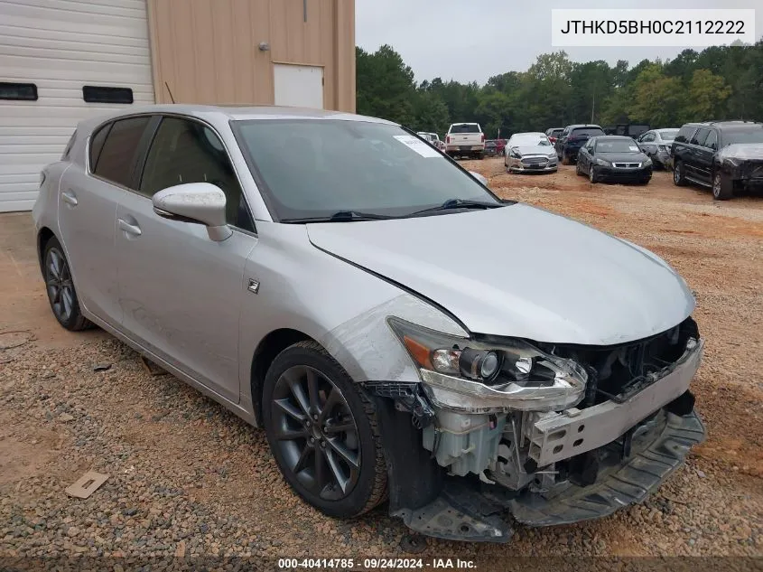 2012 Lexus Ct 200H 200 VIN: JTHKD5BH0C2112222 Lot: 40414785