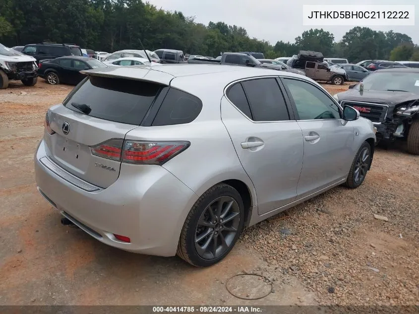 JTHKD5BH0C2112222 2012 Lexus Ct 200H 200