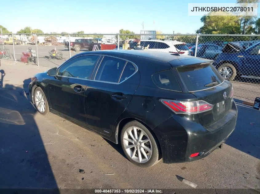 2012 Lexus Ct 200H Premium VIN: JTHKD5BH2C2078011 Lot: 40457353