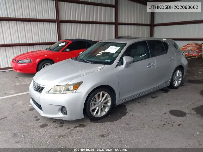 2012 Lexus Ct 200H Premium VIN: JTHKD5BH2C2083662 Lot: 40459399