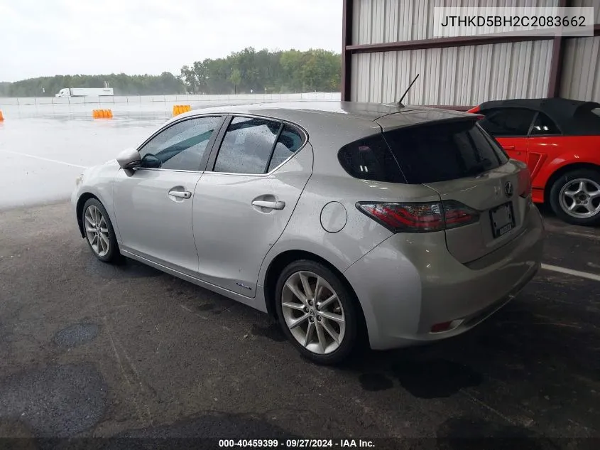 2012 Lexus Ct 200H Premium VIN: JTHKD5BH2C2083662 Lot: 40459399