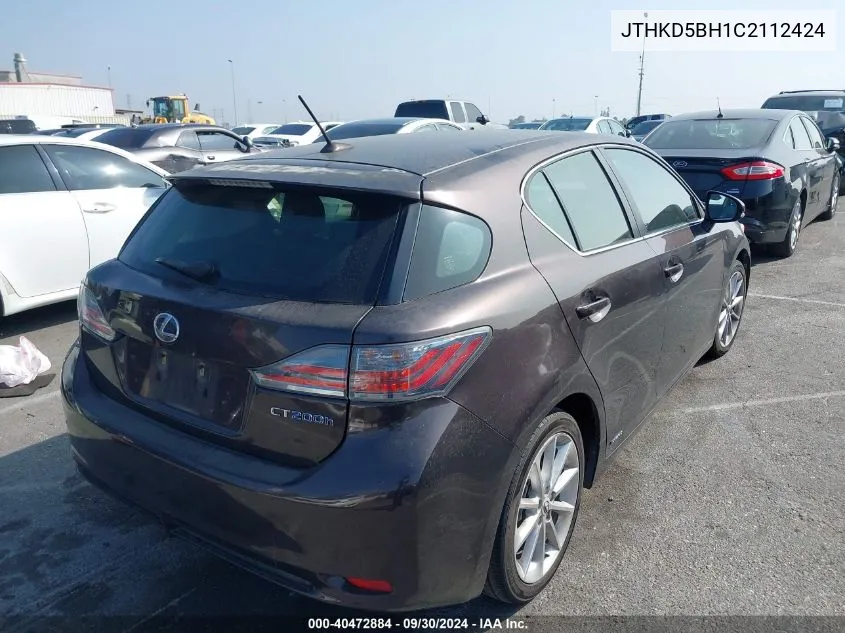 JTHKD5BH1C2112424 2012 Lexus Ct 200H Premium