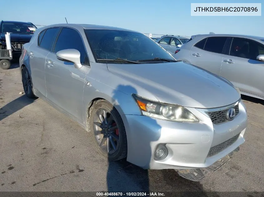 2012 Lexus Ct 200H Premium VIN: JTHKD5BH6C2070896 Lot: 40488670