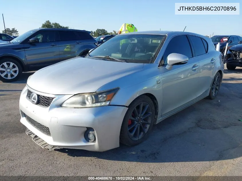 2012 Lexus Ct 200H Premium VIN: JTHKD5BH6C2070896 Lot: 40488670