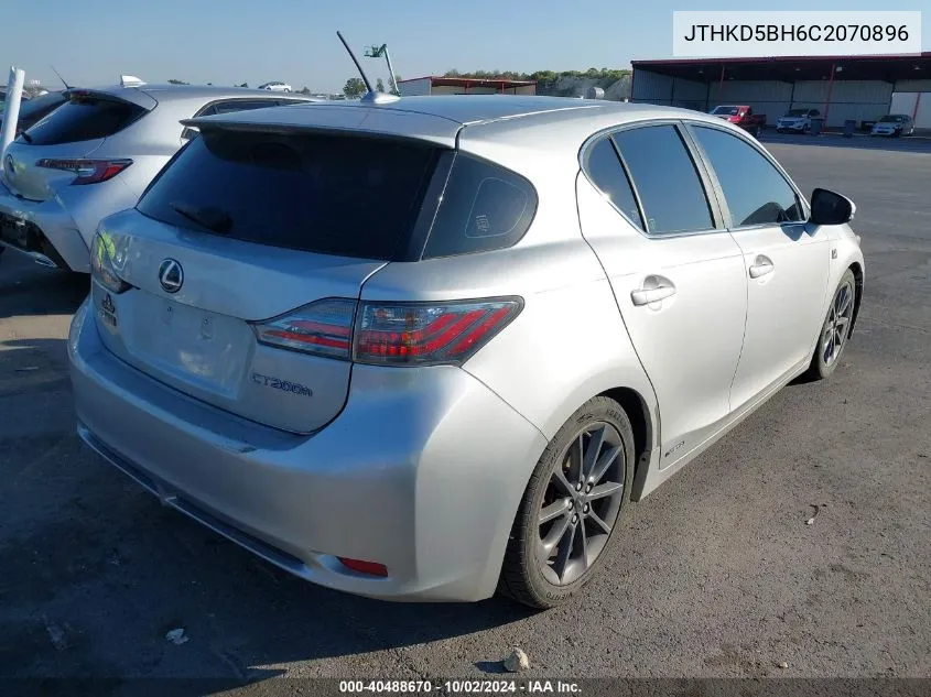 2012 Lexus Ct 200H Premium VIN: JTHKD5BH6C2070896 Lot: 40488670