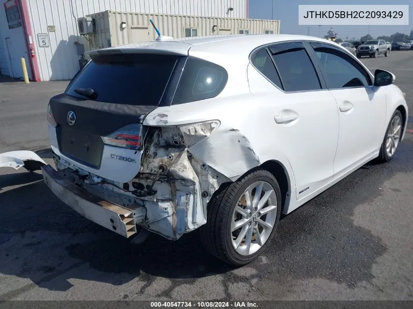 2012 Lexus Ct 200H Premium VIN: JTHKD5BH2C2093429 Lot: 40547734