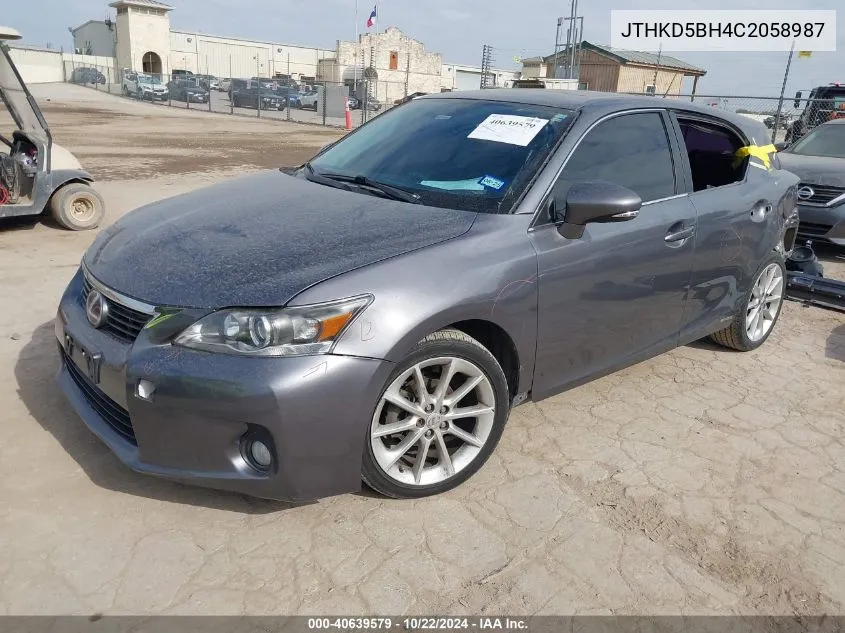 2012 Lexus Ct 200H Premium VIN: JTHKD5BH4C2058987 Lot: 40639579