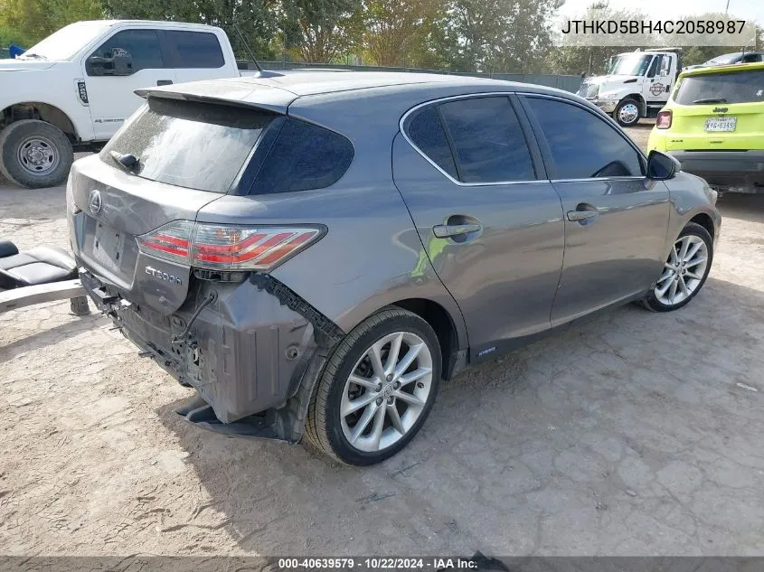 2012 Lexus Ct 200H Premium VIN: JTHKD5BH4C2058987 Lot: 40639579