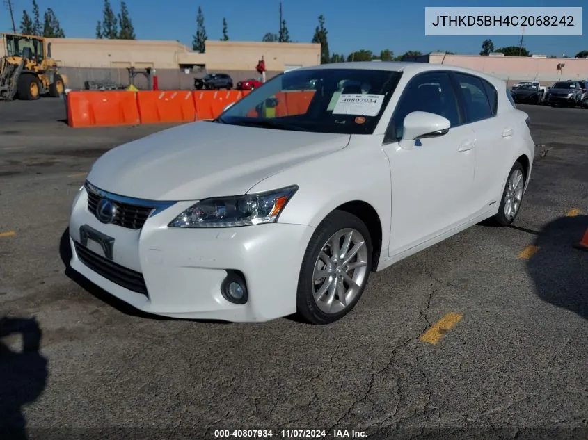 2012 Lexus Ct 200H Premium VIN: JTHKD5BH4C2068242 Lot: 40807934