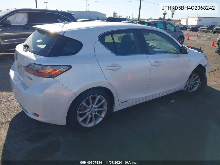 2012 Lexus Ct 200H Premium VIN: JTHKD5BH4C2068242 Lot: 40807934