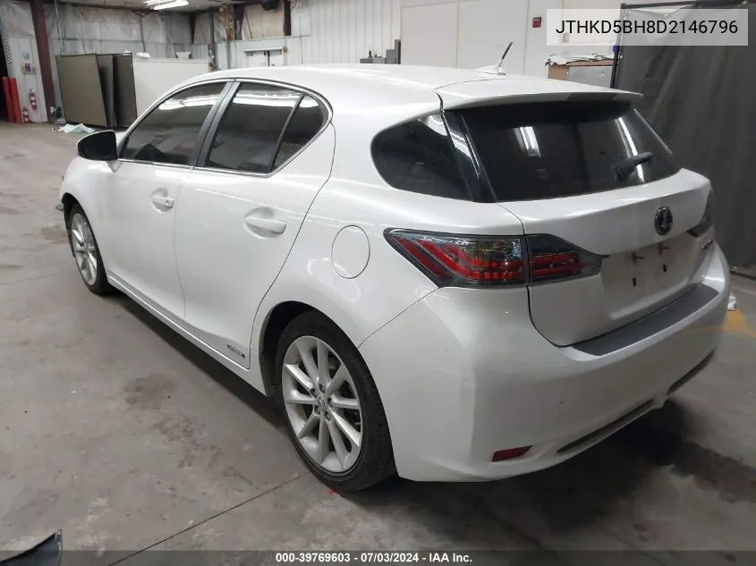 2013 Lexus Ct 200H VIN: JTHKD5BH8D2146796 Lot: 39769603