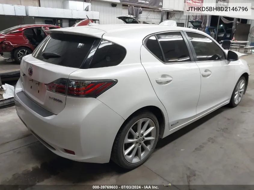 2013 Lexus Ct 200H VIN: JTHKD5BH8D2146796 Lot: 39769603